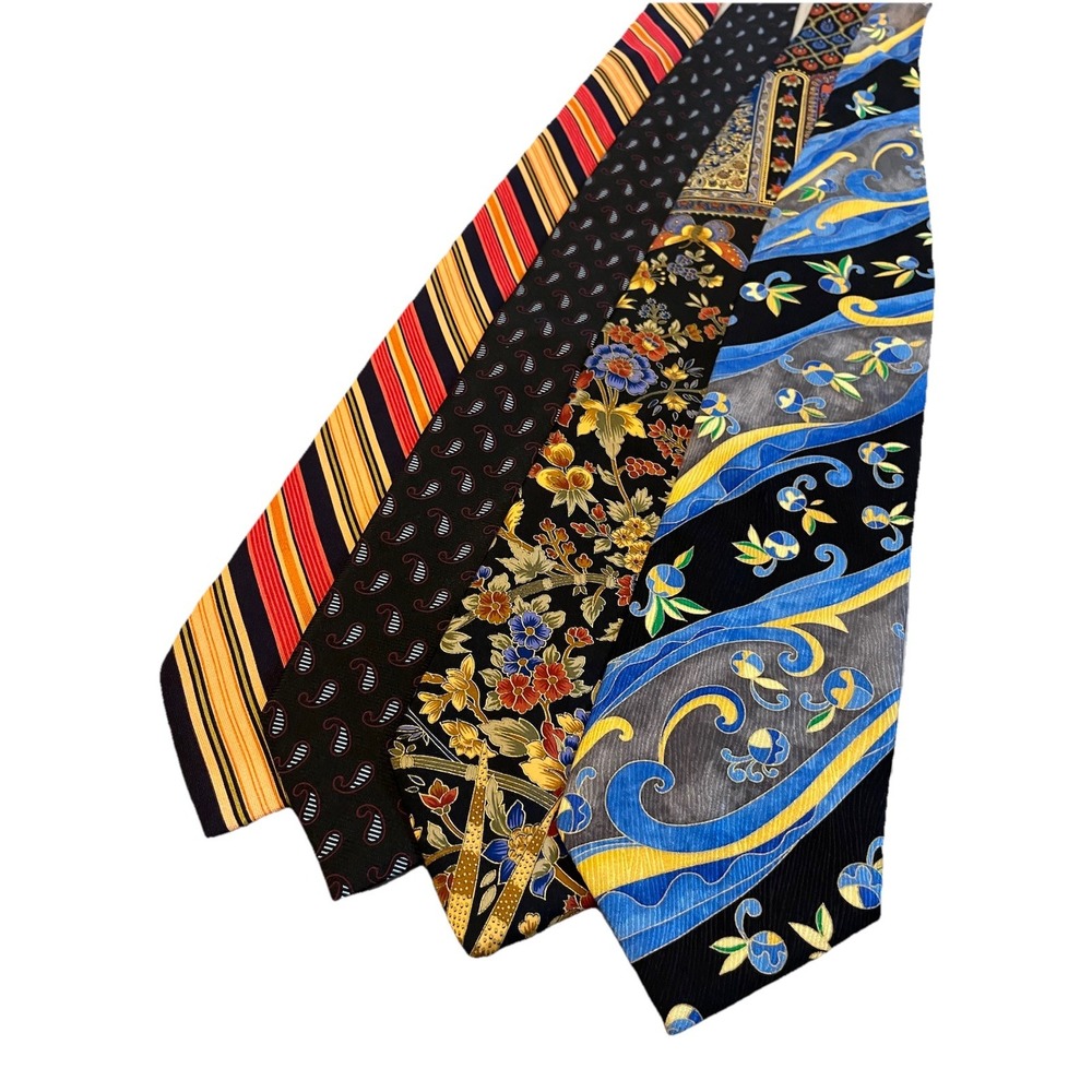 Designer Tie Lot Of 4 Silk Ameri Claude Bonucci Lee Newman Hickey Freeman